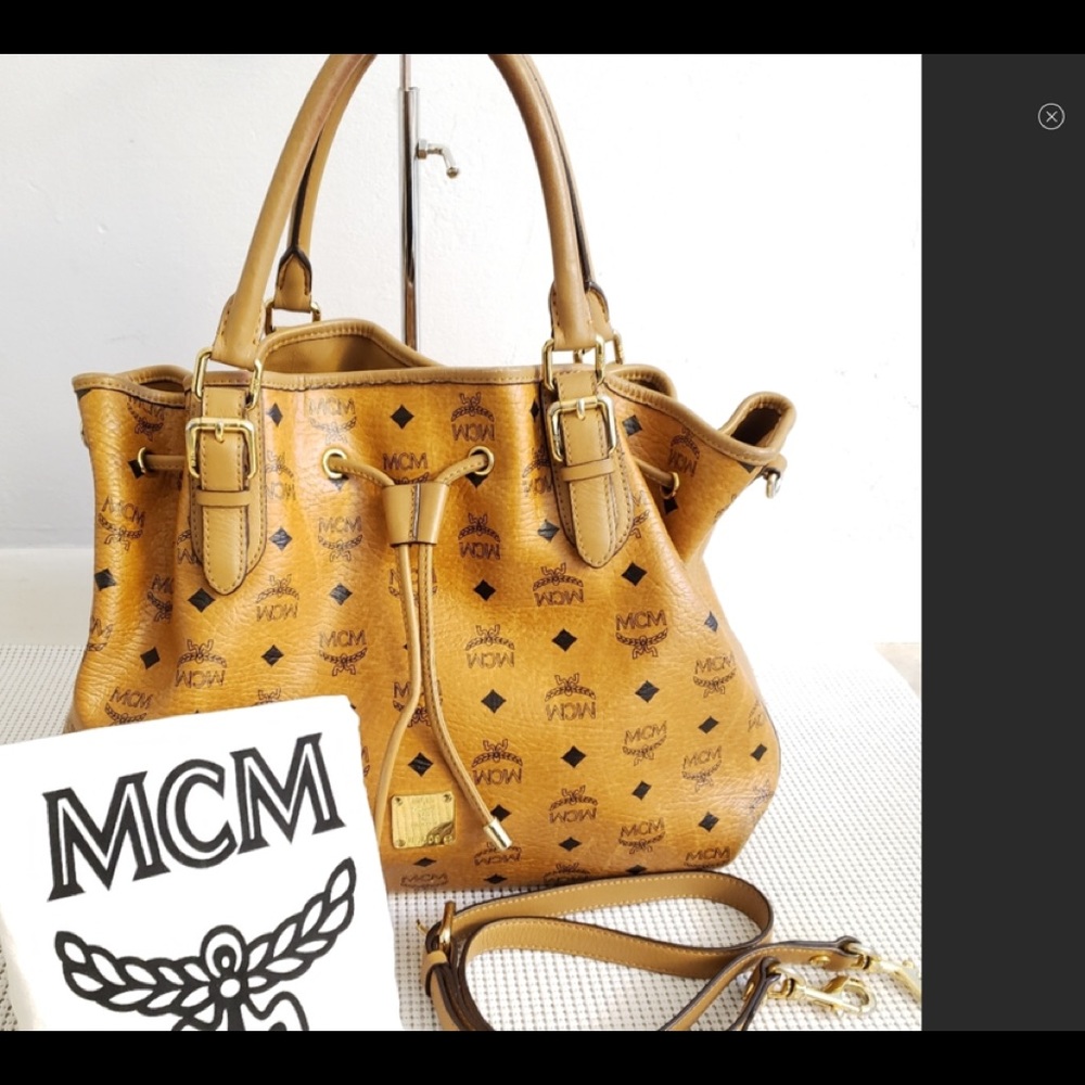 Authentic MCM drawstring large shoulder bag